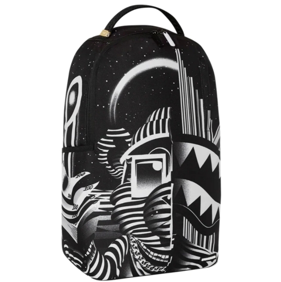 Factory Sealed Sprayground Black White on the Flipside Shark Backpack - Picture 2 of 14